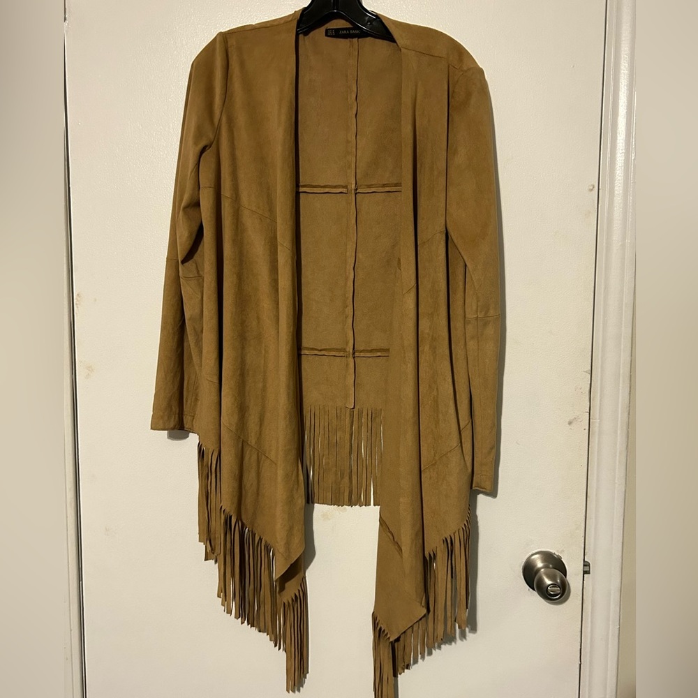 Zara Open Front Jacket Tan Brown
Faux Suede Boho Western Fringe - medium - Picture 2 of 4